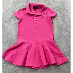 Polo Ralph Lauren Girls Pink Cotton Pique Short Sleeve Polo Dress Size 4 4T